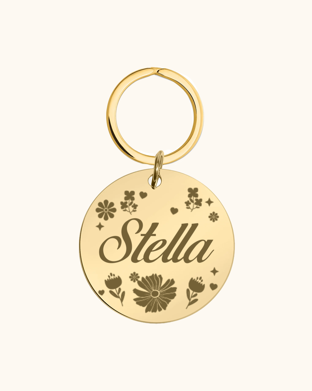 Flower Power Engraved Pet Tag