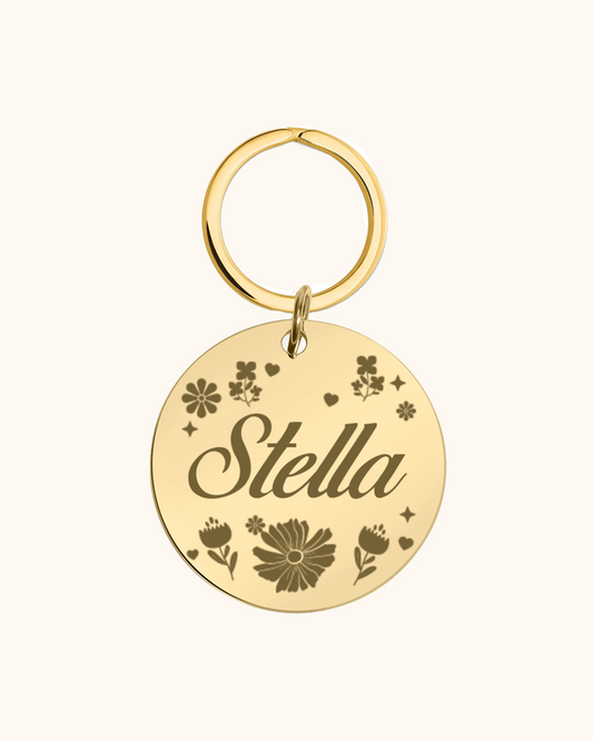 Flower Power Engraved Pet Tag
