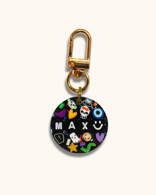 Spooky Black Resin Pet Tag