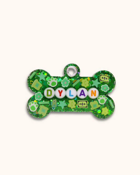 Green Resin Pet Tag