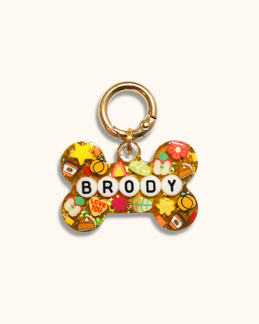 Fall Yellow Resin Pet Tag
