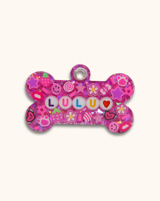 Fuschia Resin Pet Tag