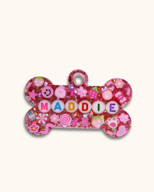 Pink Resin Pet Tag