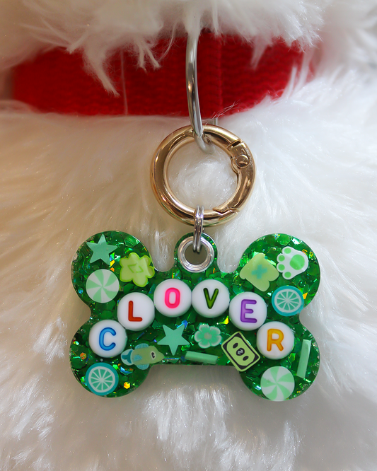 Green Resin Pet Tag